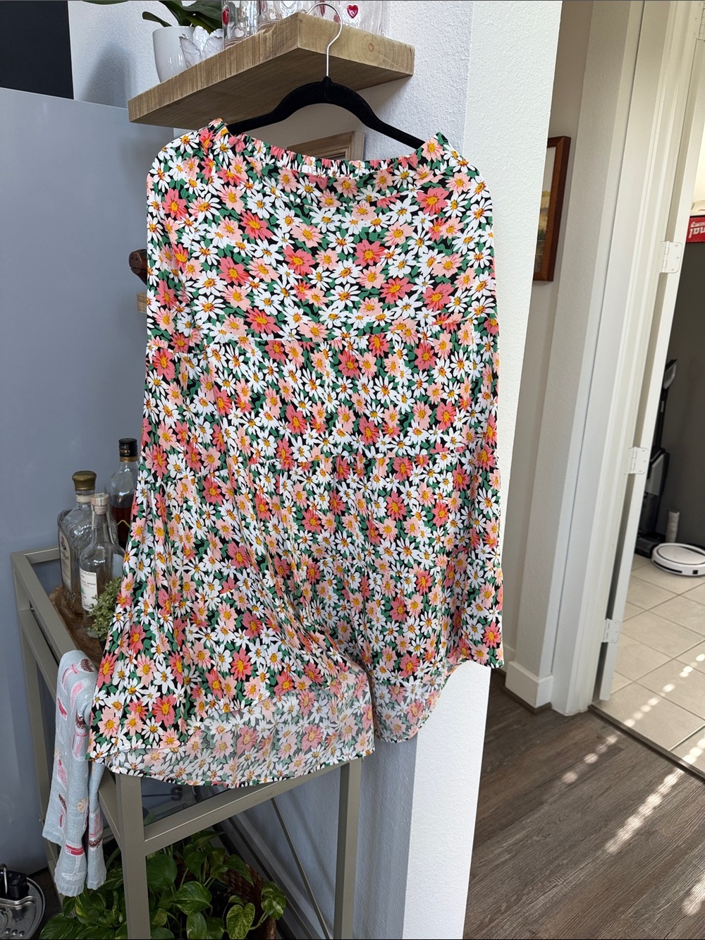 Floral High-Low Midi Skirt - White Multi
